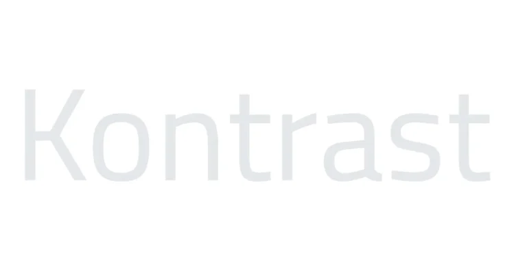 Hellgraues Wort "Kontrast" auf weißem Grund, symbolisiert den schlechten Kontrast